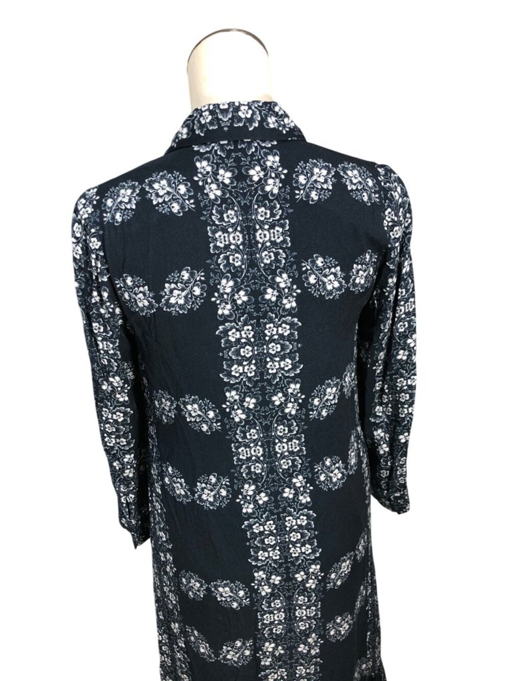 Hyacinth House Tuckernuck Floral Miller Dress Womens XS Navy Long Sleeve Maxi - Picture 12 of 16